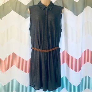 NWT Passport Sleeveless Denim Button-Down Dress XL w/ Braided Belt